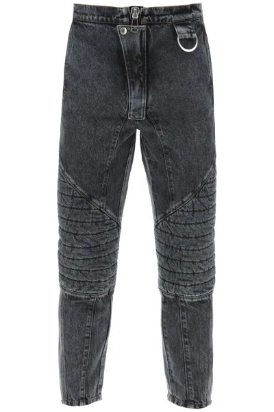 BALMAIN BALMAIN JEANS WITH QUILTED AND PADDED INSERTS MEN