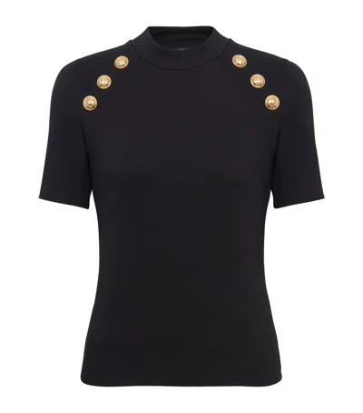 BALMAIN JERSEY BUTTON-DETAIL T-SHIRT