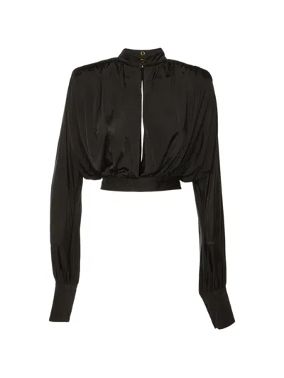 Pre-owned Balmain Jersey Crop Top In Black
