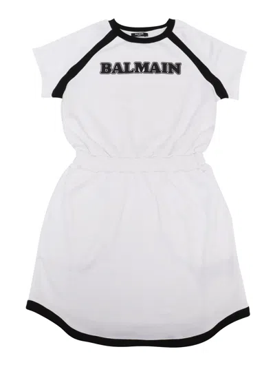 Balmain Kids' Jersey Dress In White