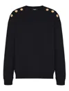 Balmain Black Cotton Sweatshirt Men In Multi