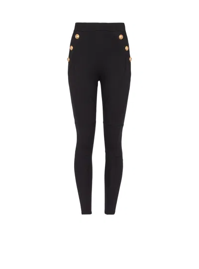 Balmain Jersey Leggings With 6 Buttons In Black