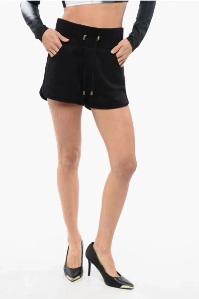 Balmain Jersey Multipocket Shorts With Logo Print In Black