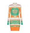 Balmain Foulard Print Long Sleeve Body-con Minidress In Multi