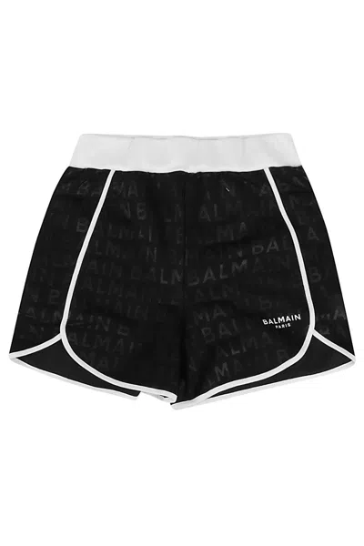 Balmain Kids' Shorts In Bc Black White