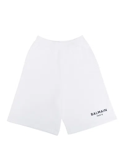 Balmain Kids' Jersey Shorts In White