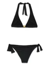 Balmain Jersey Triangle Halterneck Bikini In Black