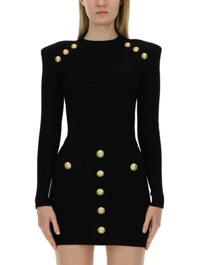 Balmain Jersey With Iconic Buttons In Black