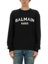 Balmain Jacquard Logo Sweater In Black