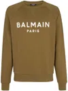 Balmain Men's Khaki And White Graphic Print Sweatshirt For Ss23 In Green