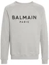 Balmain Logo-flocked Mélange Sweatshirt In Grsantrarg