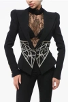 Balmain Jewel Detailed Slim Fit Blazer With Padded Shoulders In White