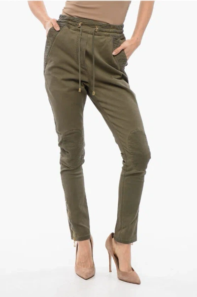 Balmain Jodhpur Pants With Quilted Inserts In Green