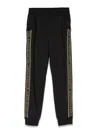 Balmain Glitter-logo Cotton Jersey Sweatpants In Black