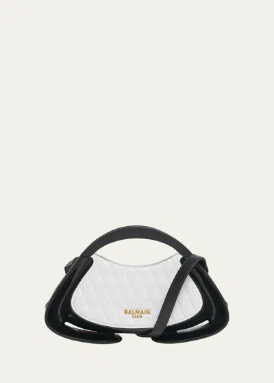 BALMAIN JOLIE MADAM SMALL TOP-HANDLE BAG IN QUILTED POLYURETHANE