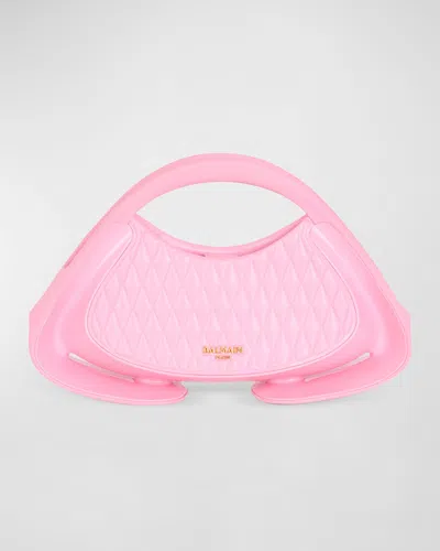 Balmain Jolie Madame Medium Top-handle Bag In Quilted Polyurethane In Pink