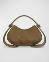 Balmain Jolie Madame Medium Top-handle Bag In Suede In Kaki