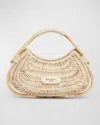 Balmain Jolie Madame Medium Top-handle Bag In Wicker In Beige/rose