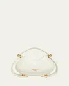 Balmain Jolie Madame Small Top-handle Bag In Box Leather In Creme