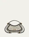 Balmain Jolie Madam Medium Top-handle Bag In Canvas And Box Leather In Naturel/noir