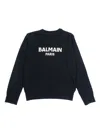 Balmain Logo-plaque Cotton Sweatshirt In Blue
