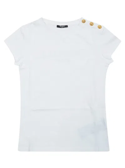 Balmain Junior Embroidered Logo Mini T-shirt In Blue
