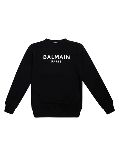 Balmain Junior Essential Logo Basic Sweatshirt For Kids In Nero
