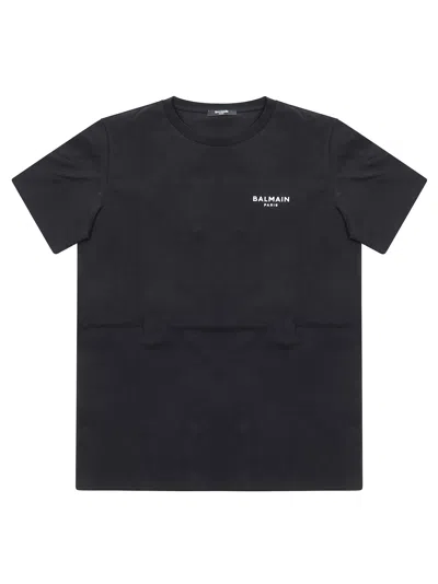 Balmain Junior Kids Basic Mini Logo T-shirt In Nero
