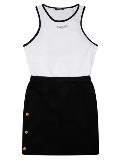 Balmain Junior Kids Logo-print Dress In White