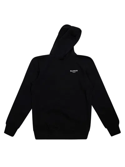 Balmain Junior Kids Mini Logo Hoodie In Nero
