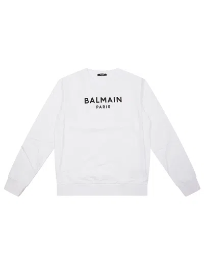 Balmain Junior Logo-print Sweatshirt In White