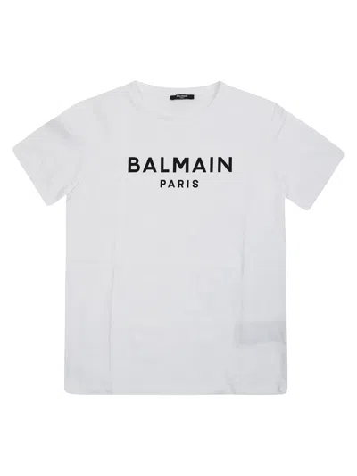Balmain Junior Mini Logo Basic Short Sleeve T-shirt In White