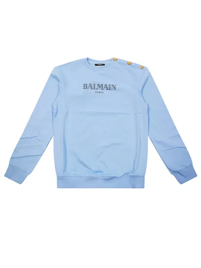 Balmain Junior Mini Logo Button Sweatshirt In Blue
