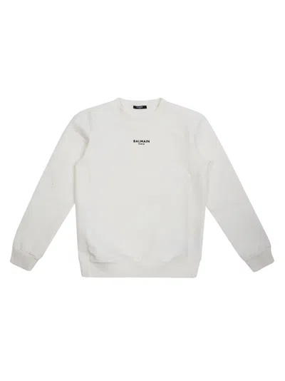 Balmain Junior Mini Logo Sweatshirt In Bianco