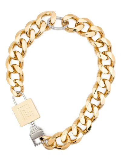Balmain Key&lock Chain Necklace In Gold
