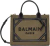 Balmain B-army Medium Shopper Bag In Ubk Kaki/noir