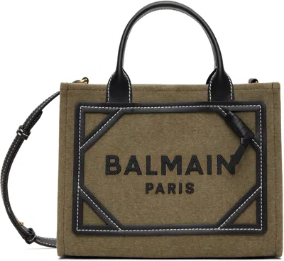 BALMAIN KHAKI & BLACK B-ARMY SMALL TOTE