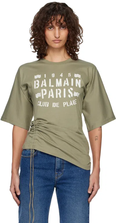 Balmain Khaki ' Club 45' Jersey Top