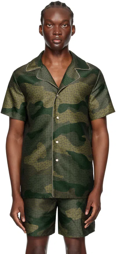 Balmain Khaki Camouflage Shirt In Udf Multi-kaki