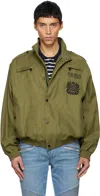 Balmain Khaki Cotton Aviator-style Bomber Jacket In Gray