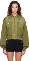 Balmain Cropped Bomber Jacket In 7ch Kaki