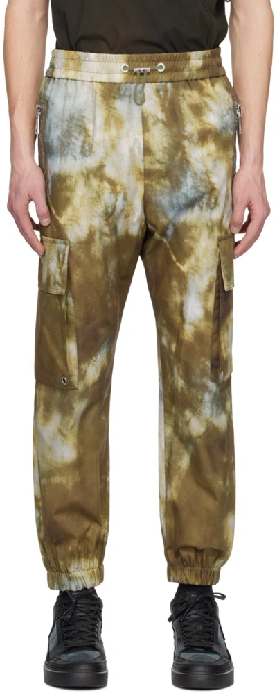 Balmain Tie-dye Print Track Pants In Udf Multi-kaki