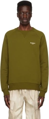 Balmain Flocked Logo Classic Sweatshirt In Udq Kaki/blanc