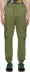 Balmain Khaki Paris Print Sweatpants In Uio Kaki/blanc
