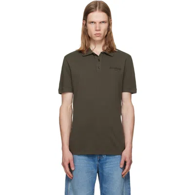 Balmain Khaki Small Vintage Embroidery Slim Fit Polo In Green