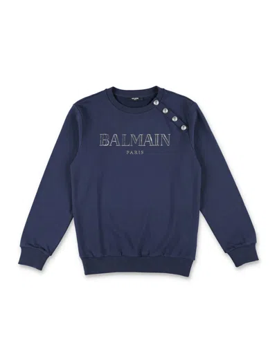 Balmain Kid - Logo Sweatshirt In Navy/silver