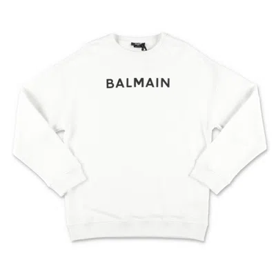 Balmain Kid Logo Printed Crewneck Sweatshirt In White