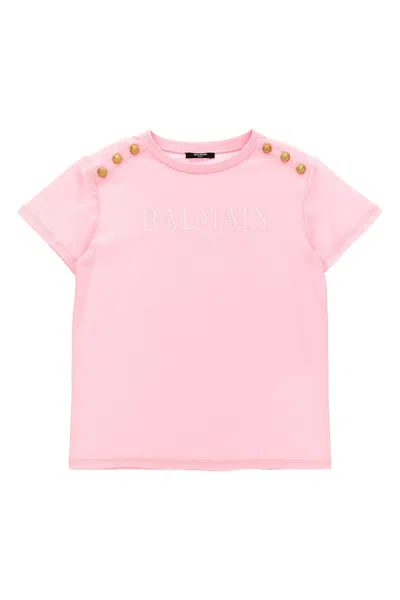 Balmain Logo Cotton Jersey T-shirt In Pink