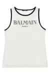 Balmain Printed Jersey Tank Top In White