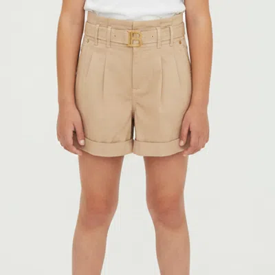 Pre-owned Balmain Kids Beige Cotton Belted Shorts Size 8yrs